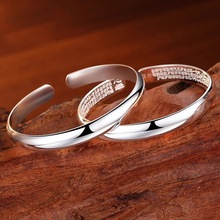 白铜精工心经光面实心贵妃手镯开口可调节潮年轻款简约礼物送女友