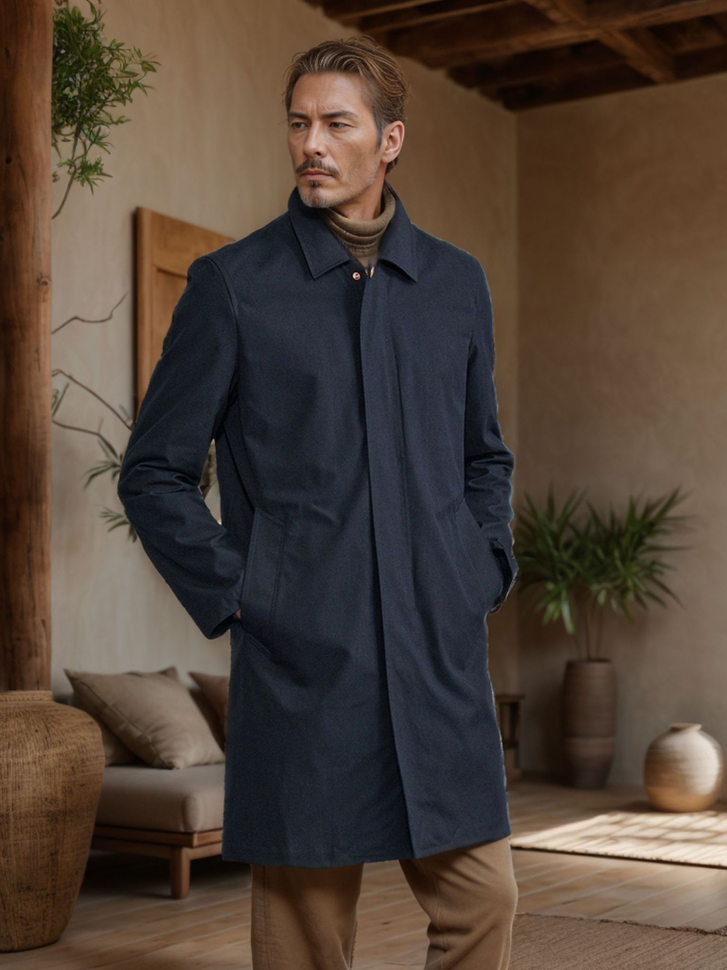 2024. aasta kevad- ja sügiskollektsiooni uus ühevärviline keskmise pikkusega tuulejope meeste lihtne pendelmantel_voghion.com