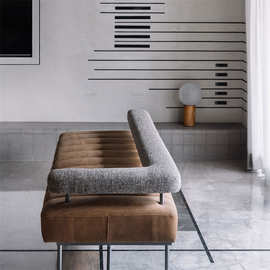 现代卧室贵妃榻懒人沙发创意换鞋长条凳新款创意个性带靠背贵妃椅