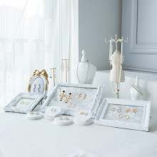 白色首饰展示架 蕾丝相框耳环架人形模特项链架饰品陈列拍摄道具