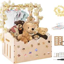 跨境木制沐浴箱婴儿洗浴用品收纳篮可手提衣物收纳篮玩具储物篮