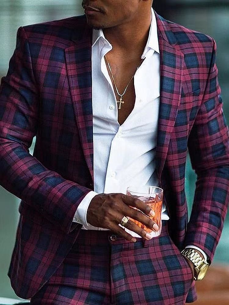 Nuevo comercio exterior transfronterizo primavera y otoño impresión digital reticular hombre traje casual traje casual chaqueta