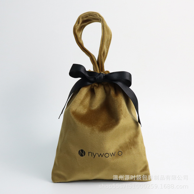 Velvet Drawstring Bag in Stock Velvet Tote Bag Dark Green Cosmetic Gift Beauty Instrument Packaging Velvet Bag