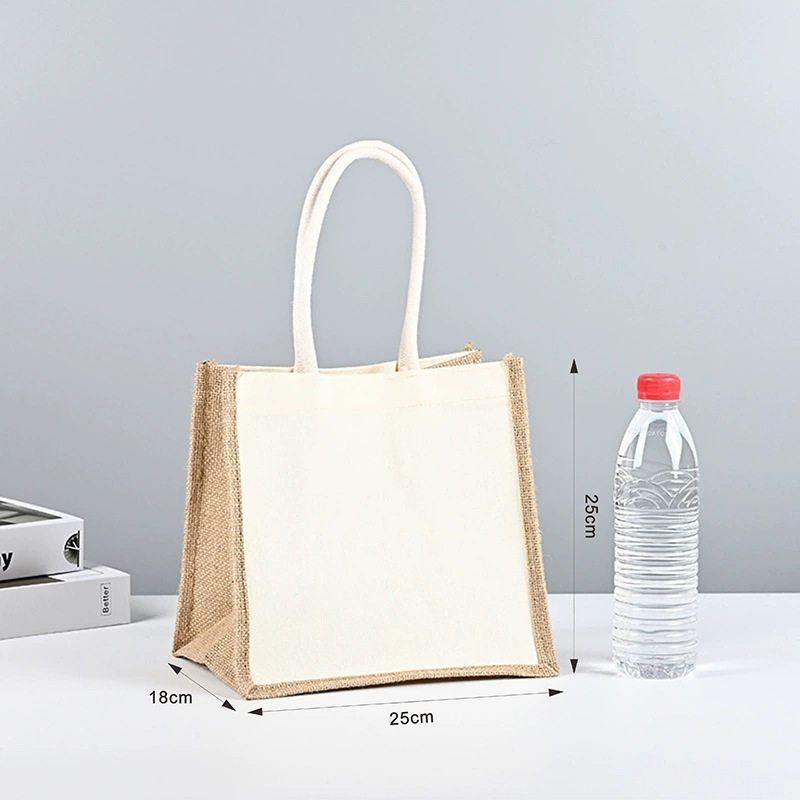 Bolsa de Yute Personalizada sin Logotipo Impreso, Bolsa de Regalo para Compras, Bolsa de Lino de Buena Calidad, Bolsa de Algodón y Lino