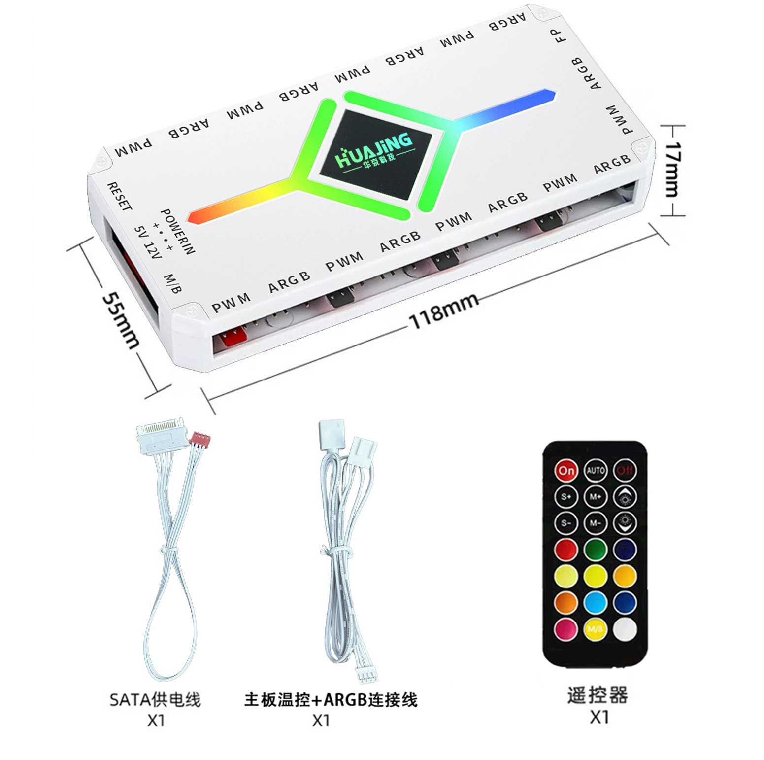 Корпусной контроллер ARGB 5V 3-пиновый PWM с регулировкой температуры, беспроводной пульт дистанционного управления, синхронизирующий хаб для вентиляторов