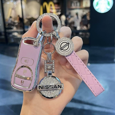 Car key bag | Anti-drop Classic Sylphy Sunshine - nissan-g-smart-3-keys-purple-single-shell-diamond-set-logo-leather-rope
