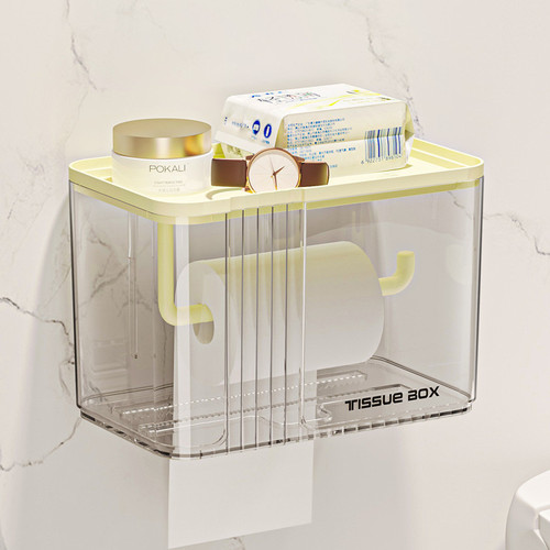 Bathroom tissue box wall-mounted toilet paper box bathroom punch-free toilet paper holder bathroom roll paper rack