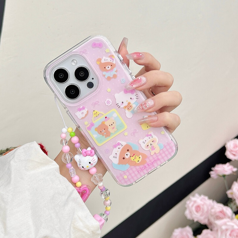 Girly Pink Easy Bear Suitable for Apple 15 Mobile Phone Case New Iphone16Promax Airbag Round Edge 1314