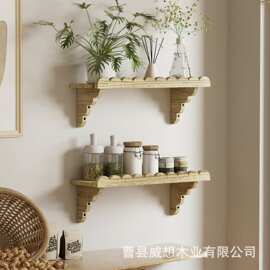 木质墙上置物架花边型一字隔板装饰架壁挂式木质花瓶相框展示架