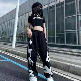跨境男女童街舞运动裤中大童宽松潮牌爵士舞hiphop嘻哈炸街束潮流