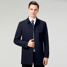 品牌春秋季中年中长款商务休闲2025男士风衣翻领爸爸夹克外套男