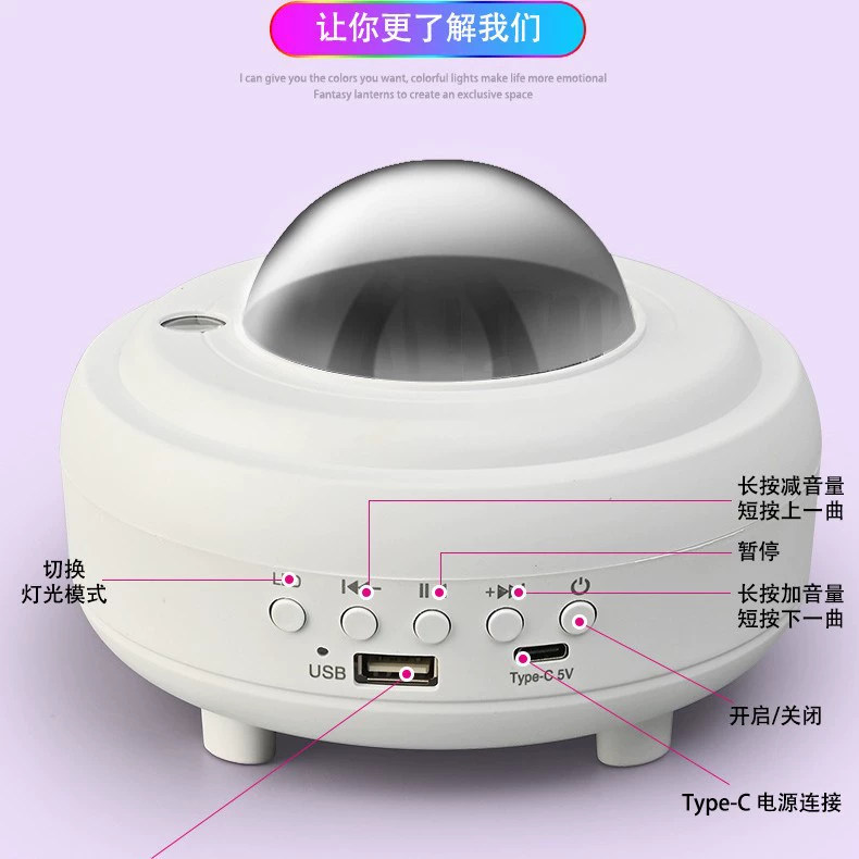 Starry sky, night light, projector, table smart star projection, bluetooth