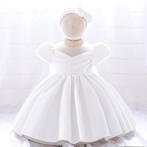 Children's Dress Princess Skirt 2024 New Women's European and American Flower Child Wedding Catwalk Performance Baby First Birthday Dress