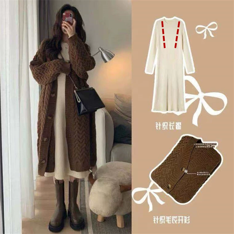 Платье для кормления осенью и зимой одежда для ношения модной горячей мамы послеродовое кормление одежда вязаный свитер пальто