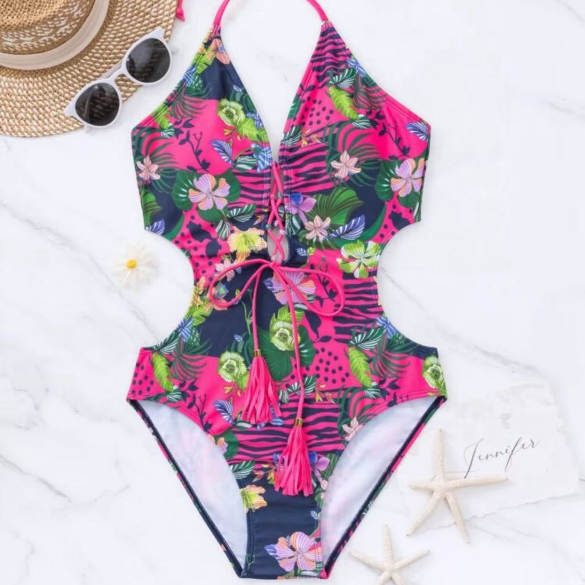 Europa y los Estados Unidos nuevos trajes de baño transfronterizos conservadores de vacaciones termales impresos trajes de baño sueltos