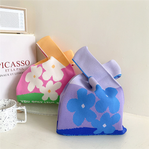New floral niche design girl's knitted handbag women's one-shoulder knitted fashion versatile personalized casual trendy bag