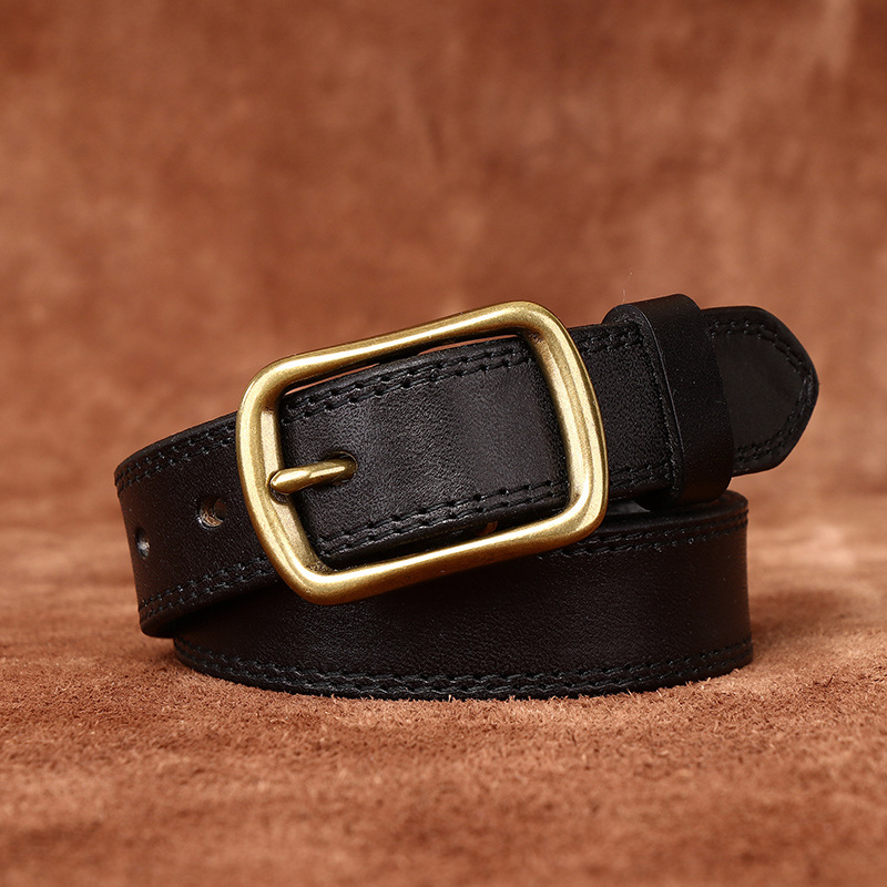 2.8cm Wide Vintage Lady Style Belt For Women, Top Grain Cowhide Retro Fashion Versatile Genuine Leather Belt - Thumbnail 3