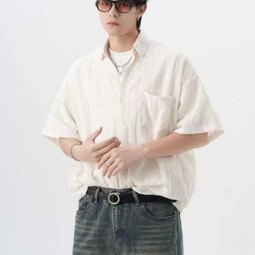 Popular retro shirt men's summer clothing, Hong Kong style loose casual and versatile interesting new men's tops outside wear