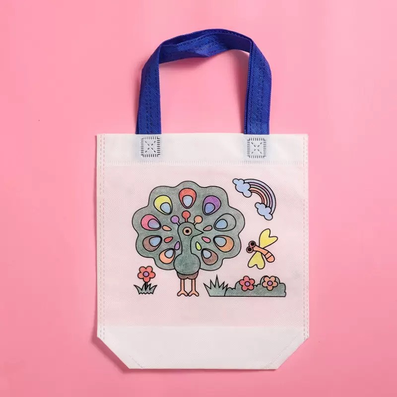 Bolsa de tela no tejida para colorear con grafitis para niños, paquete de materiales creativos para pintar a mano en el jardín de infantes, bolsa publicitaria