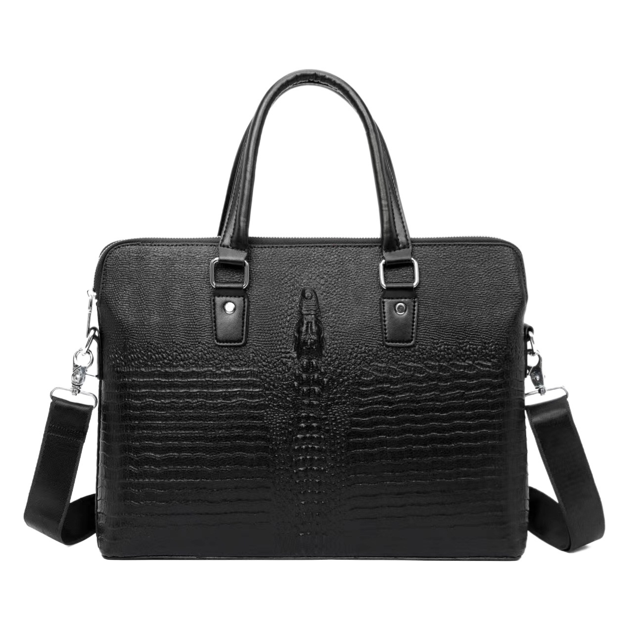 Patrón de cocodrilo bolso de cuero genuino de los hombres nuevos negocios primera capa maletín de piel de vaca simple elegante Archivo de viaje de negocios electricidad