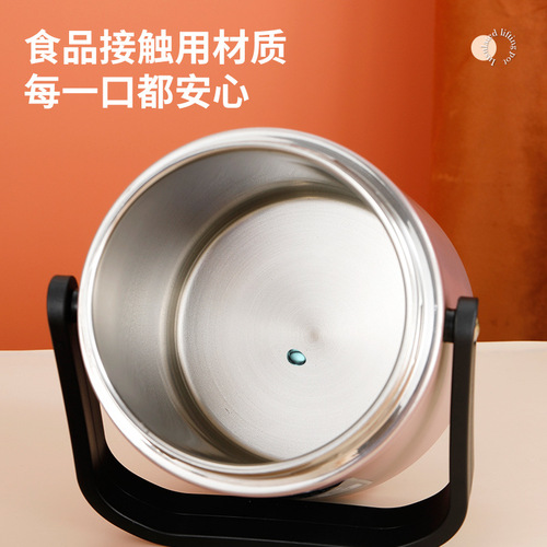 Stainless steel large capacity double-layer divided vacuum stewing pot for office workers and students, portable and airtight thermal insulation travel pot