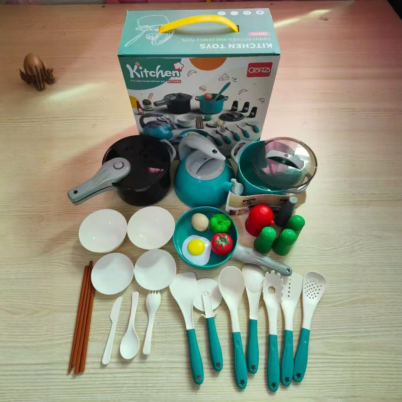 Interés infantil transfronterizo comidas caseras juguetes de cocina conjuntos de acertijos simulación creativa interactiva cognición juguetes de cocina