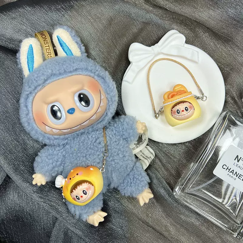 可爱面包食玩迷你面包拉布布小挂件diy拉布布毛绒玩偶斜跨小配件