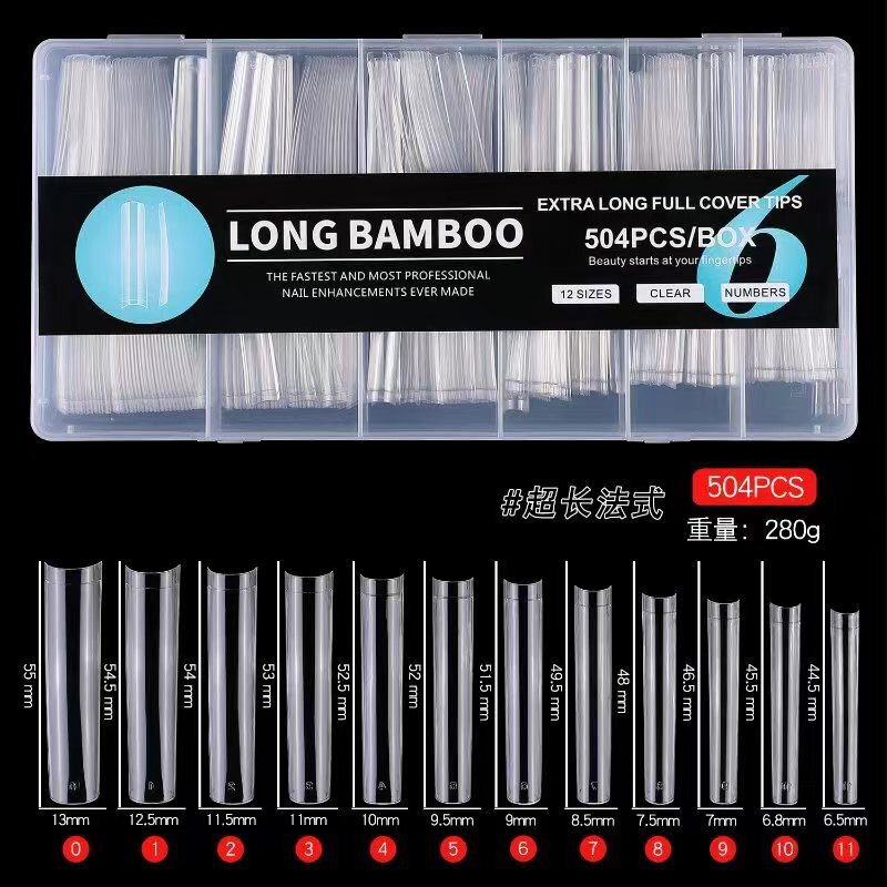 Cross-Border Manicure Extra Long XXXL Water Pipe Nail Patch Fake Nail Patch Transparent Full Patch Pure Color Wholesale 504 Pieces Boxed Cross-Border Manicure Extra Long XXXL Water Pipe Nail Patch Fake Nail Patch Transparent Full Patch Pure Color Wholesale 504 Pieces Boxed