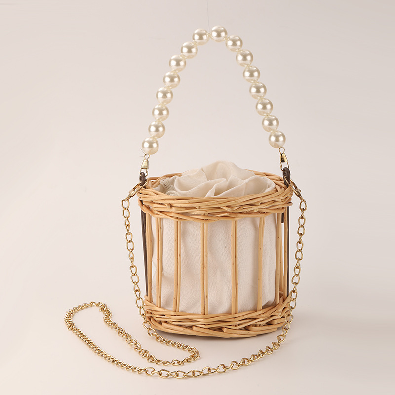 Pearl Bag for Women 2023 New Seaside Vacation Bag Ins Wicker Woven Bag Straw Bag Rattan Handbag for Women Pearl Bag for Women 2023 New Seaside Vacation Bag Ins Wicker Woven Bag Straw Bag Rattan Handbag for Women