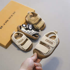 夏季时尚婴儿学步鞋男女宝宝舒适软底凉鞋韩版幼儿包头护趾沙滩鞋