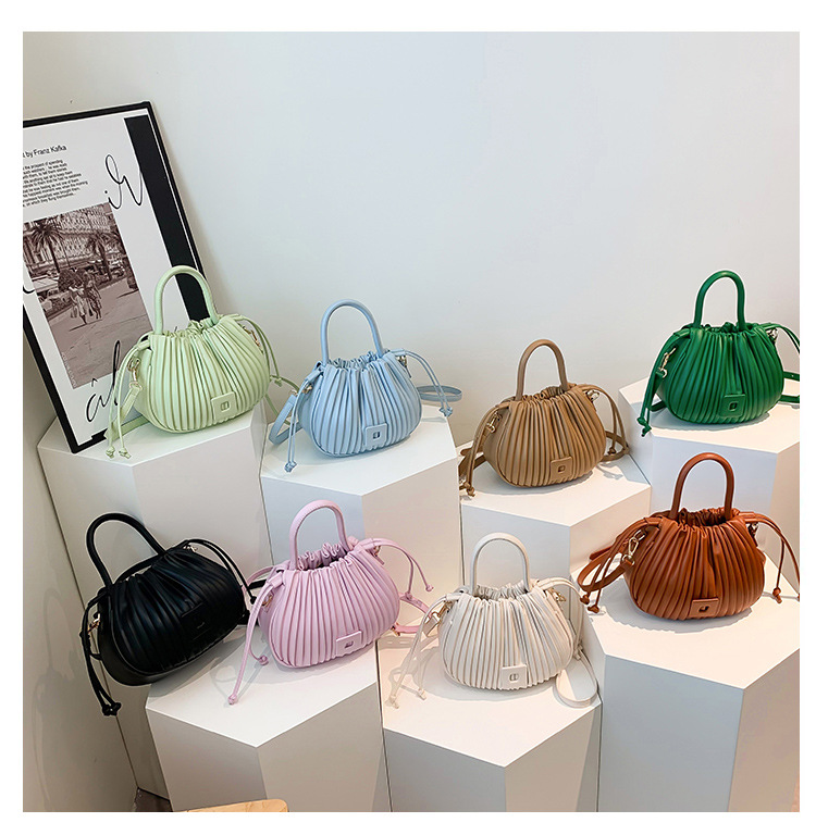 Borsa a secchiello plissettata da donna borsa a tracolla versatile_voghion.com