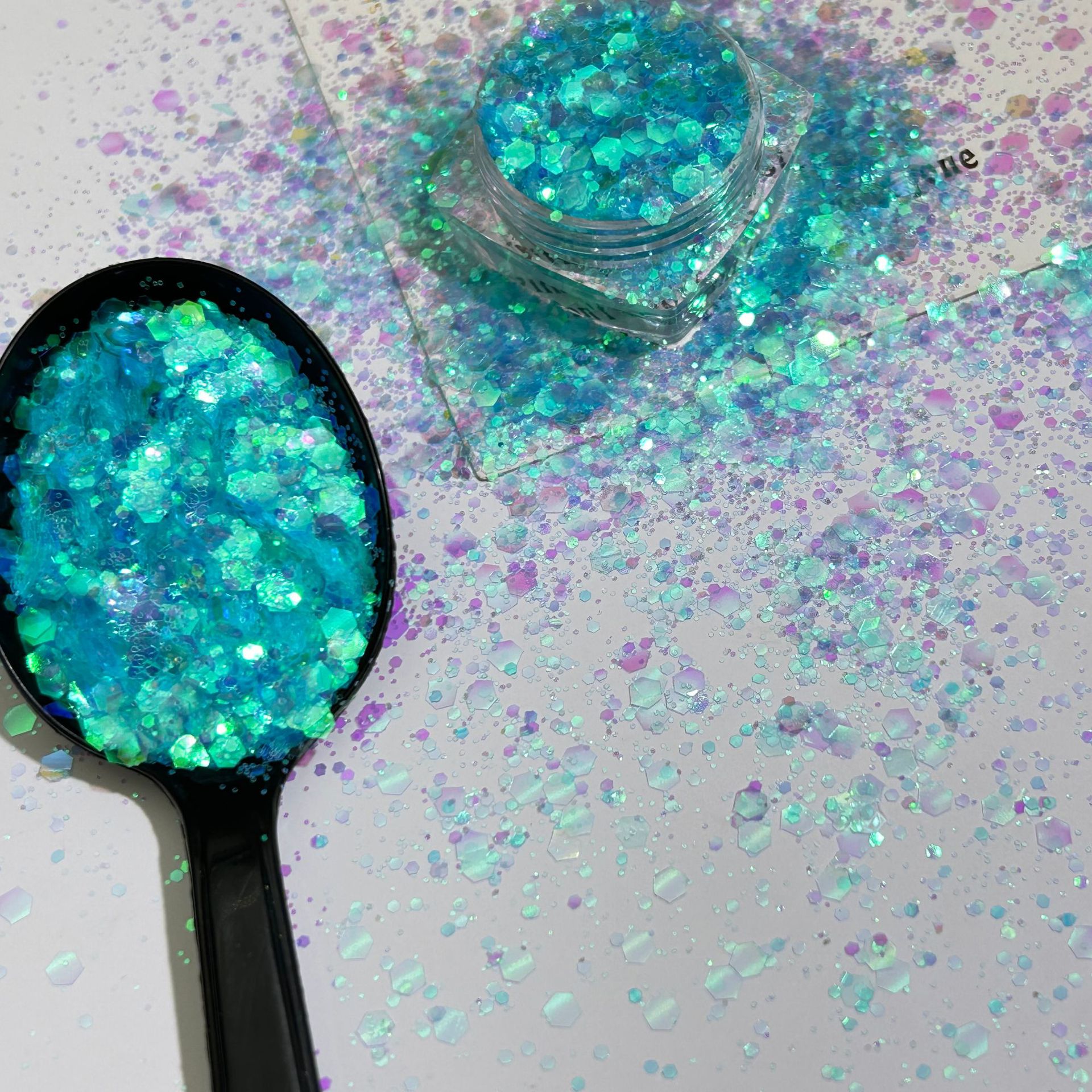 Golden Iridescent Polarized Semi-Transparent Sparkling Nail Art Glitter Transparent DIY Handmade Resin Decoration Nail Stickers