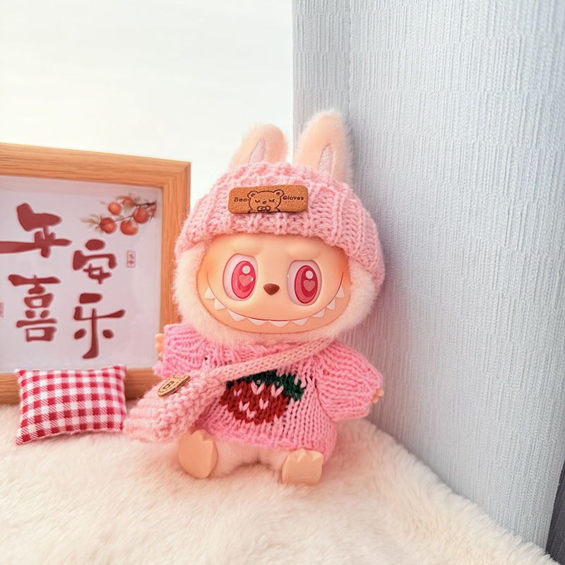 Solo ropa] Llavero de primera y segunda generación Labubu colgante de ropa Rabubu ropa de bebé suéter de punto traje de sombrero