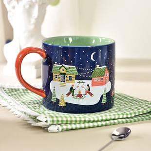 Ins Creative Household Ceramic Cup Couple's Cup Large Capacity Water Cup Coffee Cup High Color Value Accompanying Gift Mug