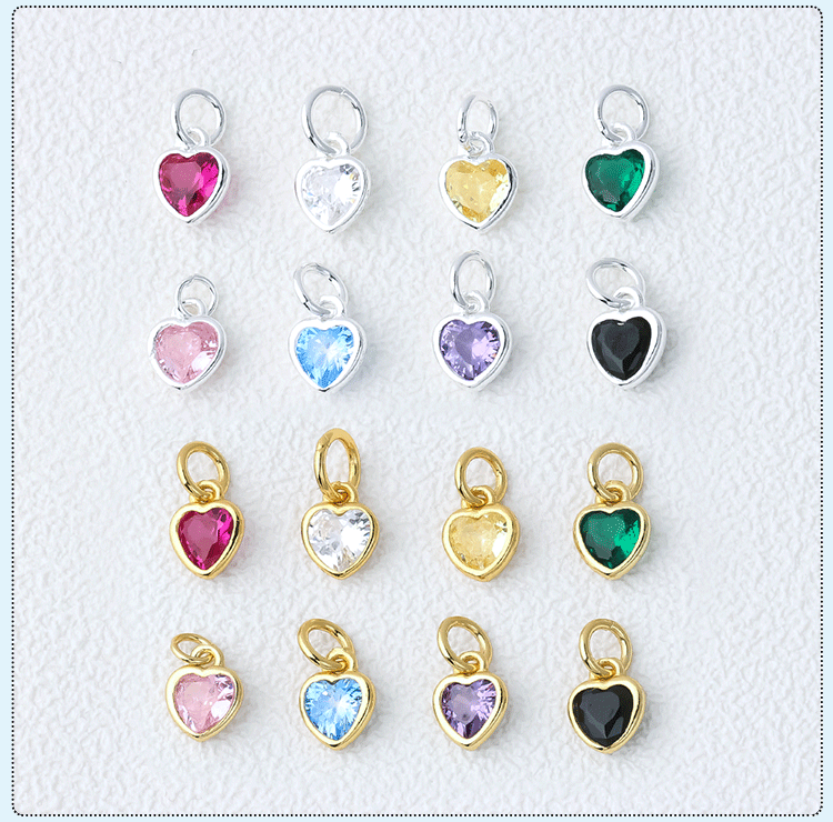 1 Piece 6.5*5.2mm 925 Sterling Silver Zircon Heart Shape Pendant display picture 1