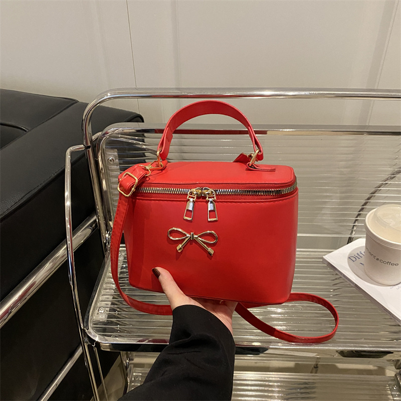 Bolso bandolera de estilo occidental de moda coreana para mujer 2025 nuevo bolso de caja cuadrada bolso de hombro con lazo dulce bolso cuadrado pequeño