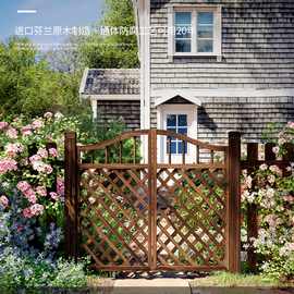 碳化复古防腐木门木栅栏门园艺栅栏门围栏篱笆门花园庭院门实木门