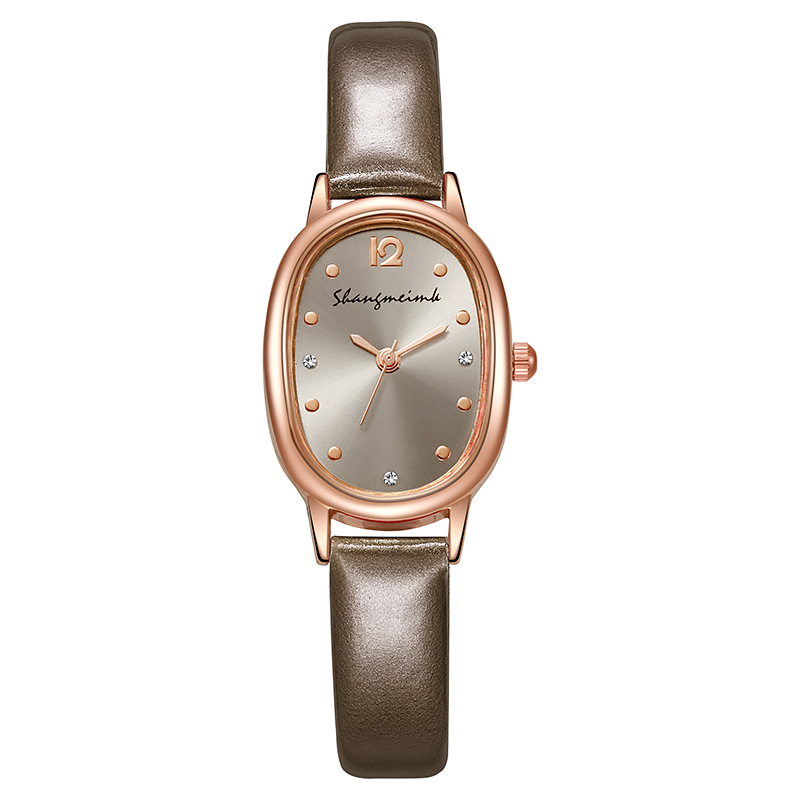 Nuevo elegante retro simple oval estudiante reloj nicho alto sentido de las mujeres reloj cinturón de cuarzo reloj de las mujeres al por mayor