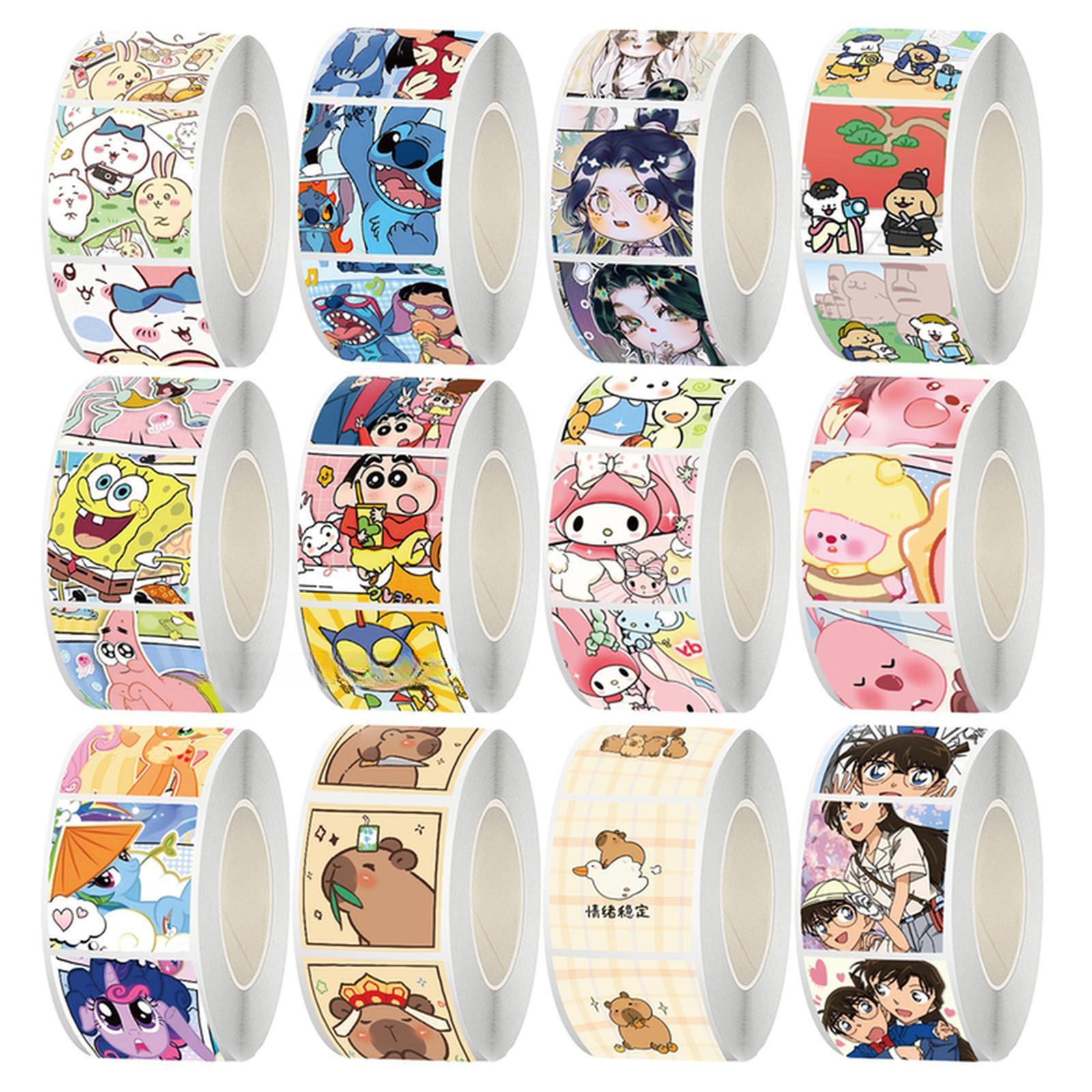 Cartoon animado pegatinas rodantes pegatinas seguras para niños no tóxicas materiales de contabilidad de mano decoración de caja de teléfono celular sellado cinta adhesiva