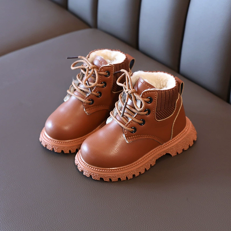 Martens, зимние детские флисовые ботинки, полусапожки для мальчиков
