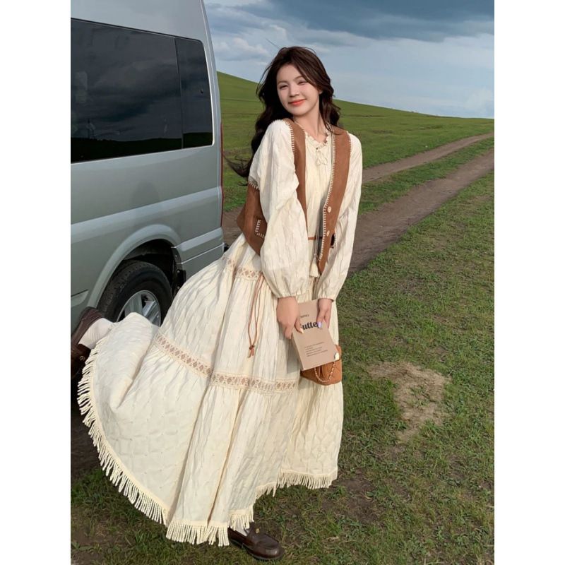 ⭐2025新款川西旅游穿搭连衣裙套装春秋女美拉德感长裙子年轻|undefined