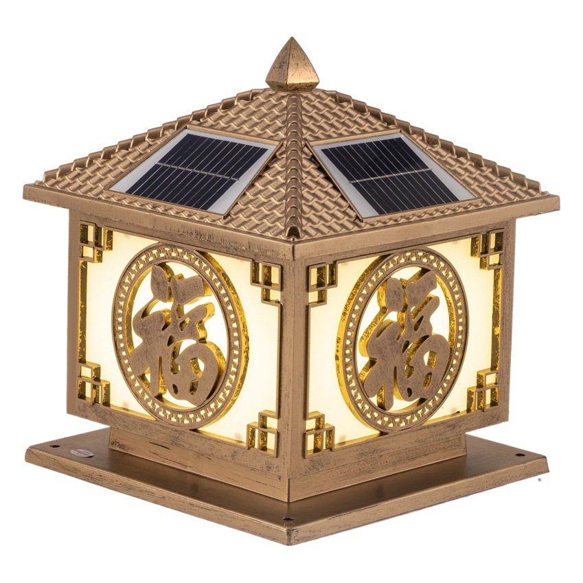 Lámpara solar de columna para exteriores, impermeable, para jardín, patio, valla, columna, hogar, villa, balcón, puerta, pilar