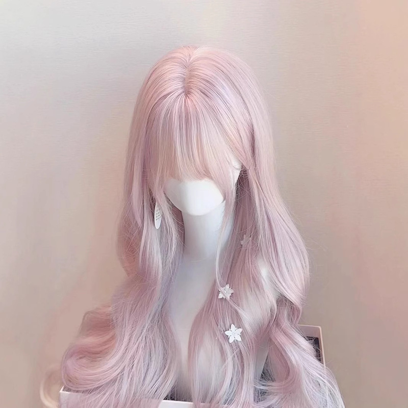 [Sunset Powder] Qi Banghai, Guo Yi Zhan Mao lolita Pink cos Big Wave Long Curly Hair Whole Wig