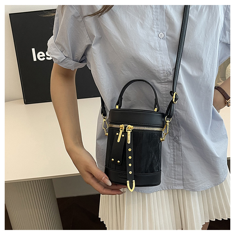 Piccola borsa a secchiello cilindrica di alta qualità per le donne, estate 2024, alla moda e versatile_voghion.com