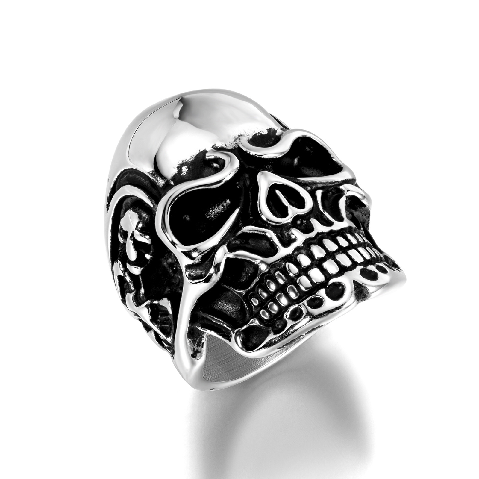 1 Piece Quantity Street Occasion Retro Punk Skull Stainless Steel Halloween Men's Rings