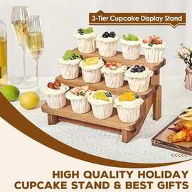 实木首饰展示架家用阶梯式玩偶卡片收纳架饰品珠宝摆摊展示架子