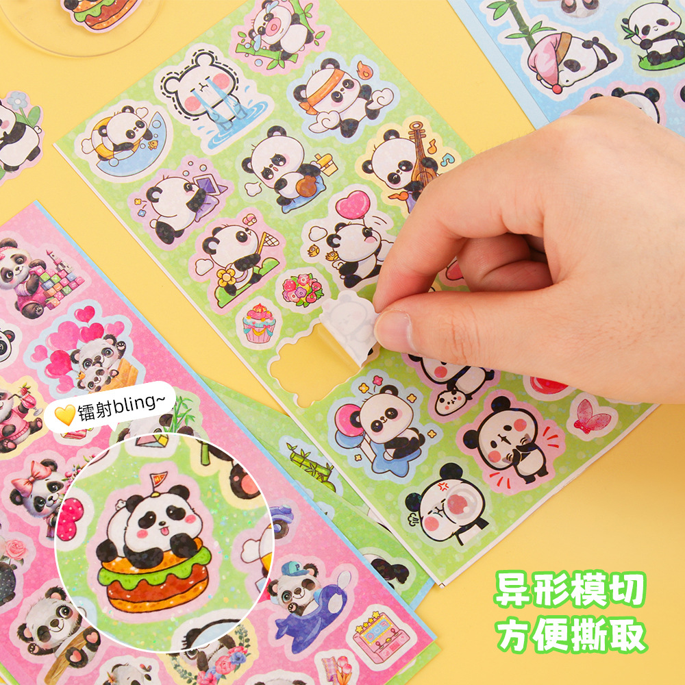 Creativo adorable pegatinas de panda dibujos animados pegatinas PET tarjetas DIY pegatinas de contabilidad pegatinas impermeables tazas de agua pegatinas de teléfono móvil