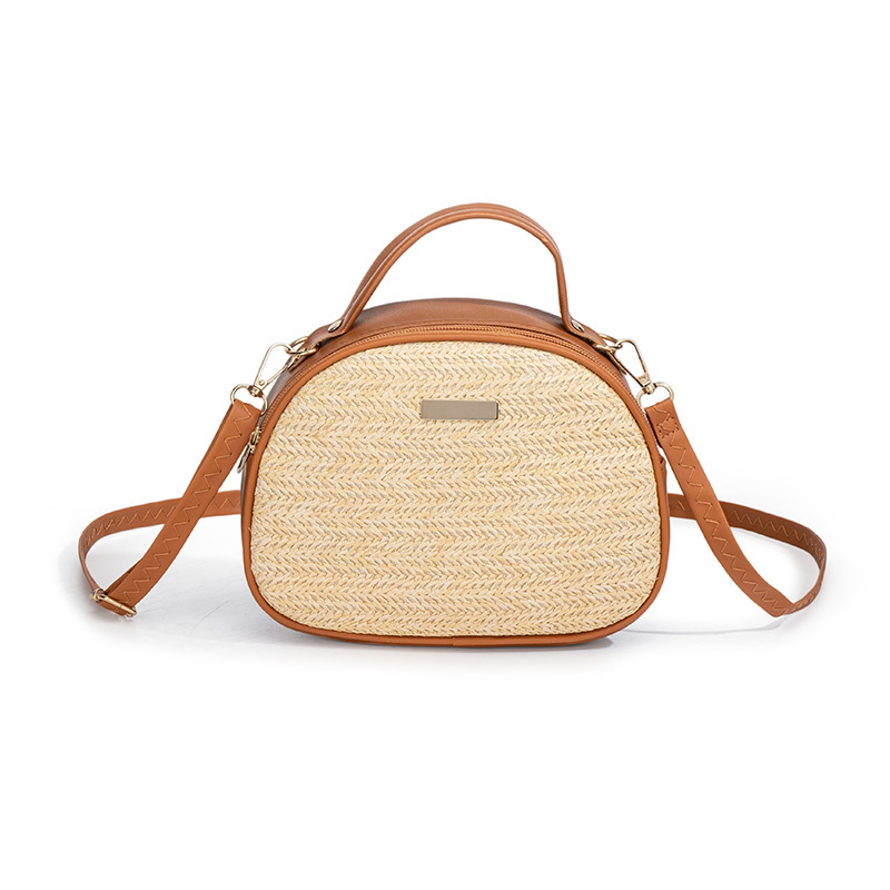 2025 bolsos de hombro de tejido semicircular bolsos de mujer frescos dulces bolsos de paja bolsos mochilas comercio exterior al por mayor