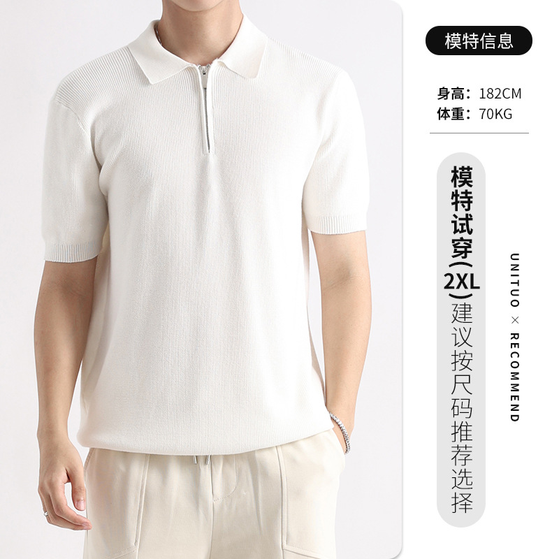 El dinero viejo hombre polo de punto de manga corta hombre de verano lujo ligero de alto nivel con tapa de negocios camiseta casual chaqueta de hombre