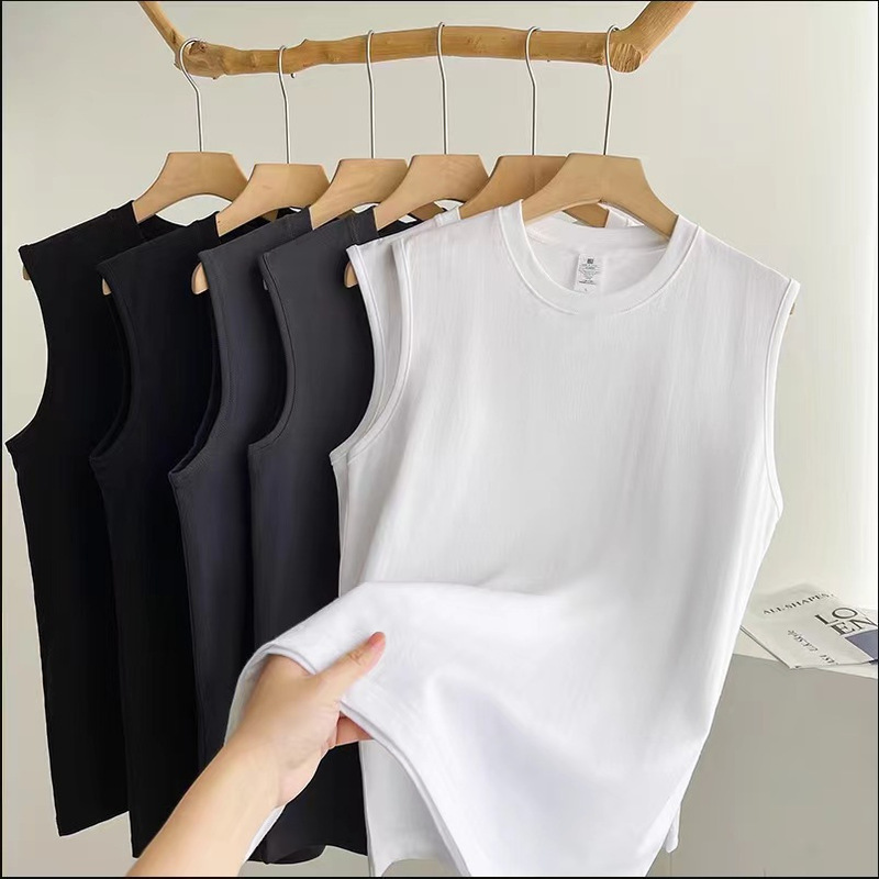 2026 Summer Men's Sleeveless Vest Round Neck Base Layer Milk Silk Tank Top Short Sleeve Unisex Quick-Dry Vest for Men